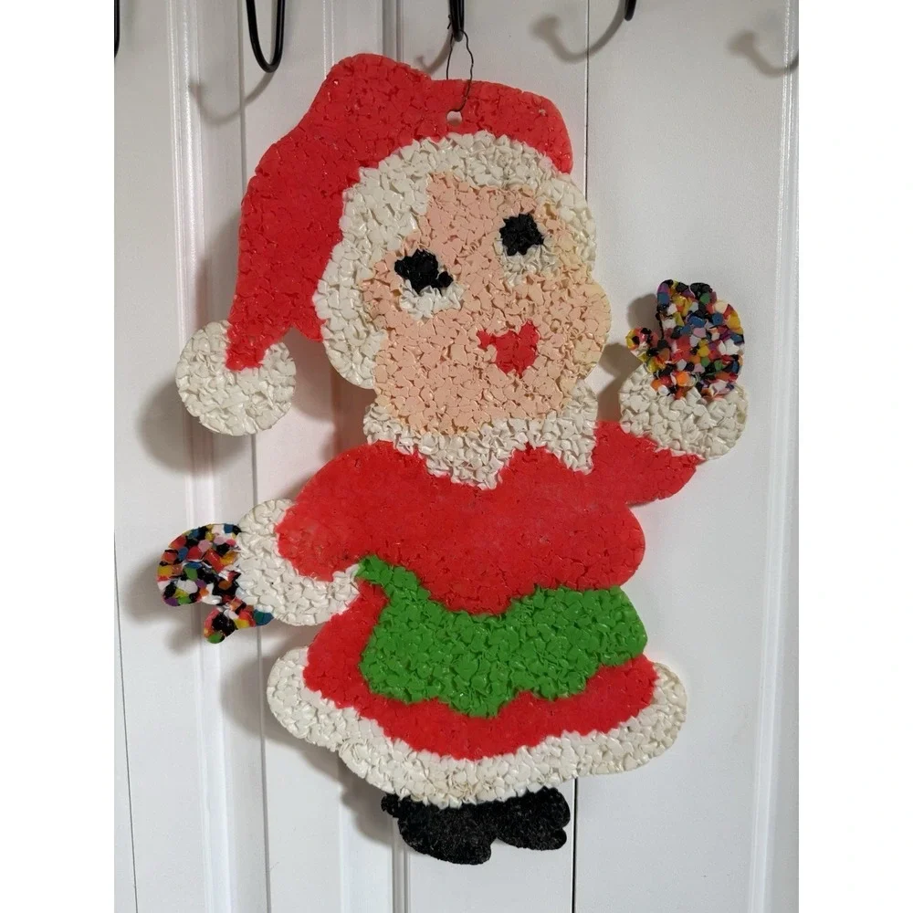 Vintage 1970s melted plastic popcorn christmas Elf decoration